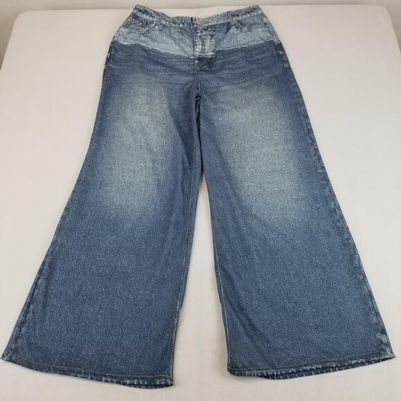 Miramar Pants - Miramar Sweatpant Jeans Womens Medium NWT Blue Wide Leg High Rise Soft Stretch